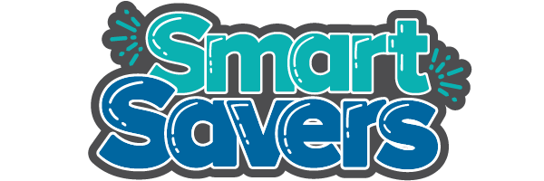 The words "Smart Savers" in dark teal and dark blue text.
