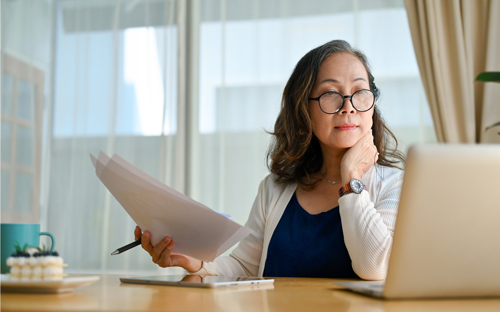 Lady looking at computer